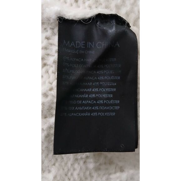 Club Monaco womens small ITALIAN ALPACA puffer sleeve ivory sweater SUPER SOFT - Picture 7 of 8